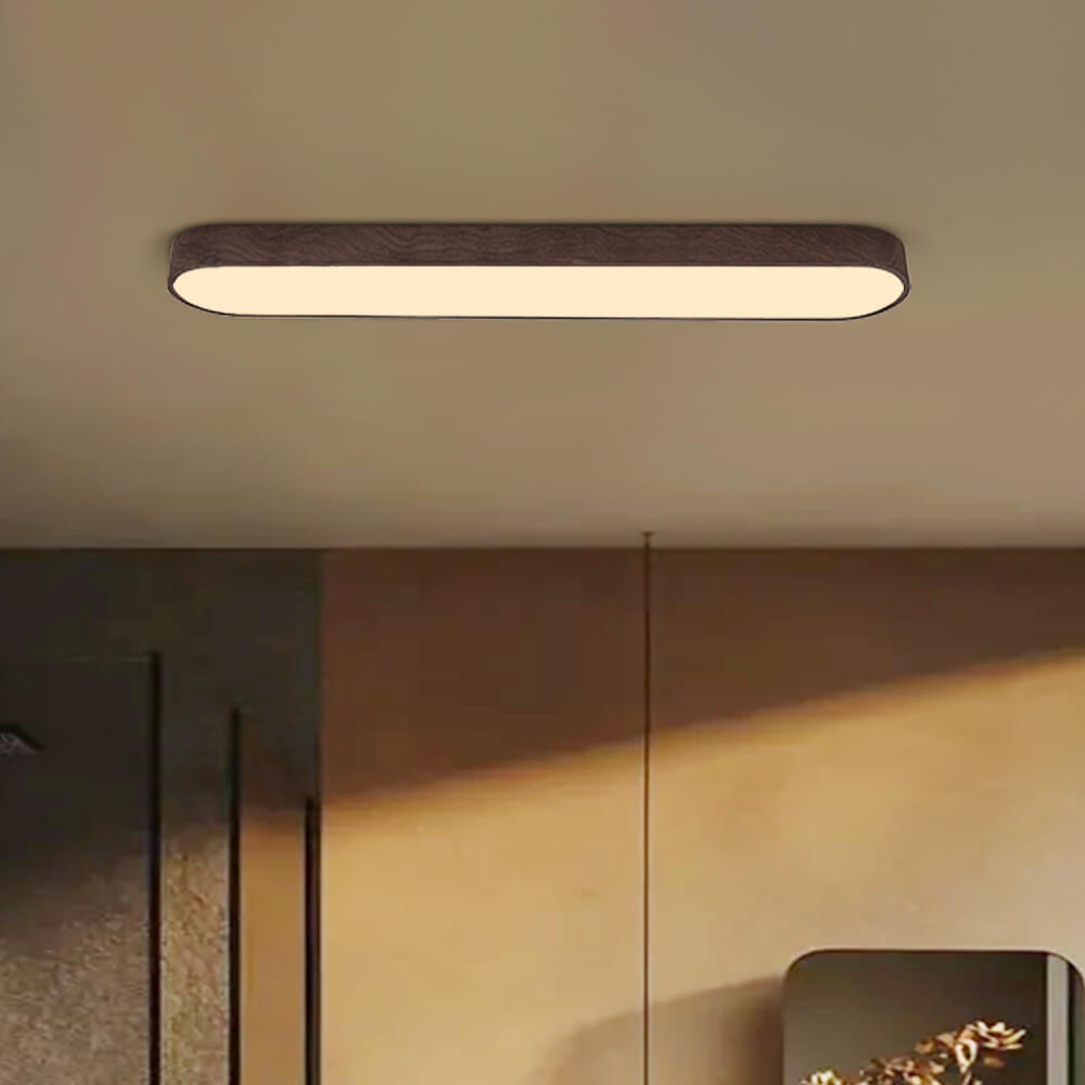 Plafonieră LED Nordic Glow ovală cu accent din lemn