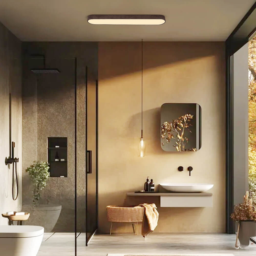 נורדיק גלואו תאורת לד תקרה שקועה אליפטית עם דגש עץ