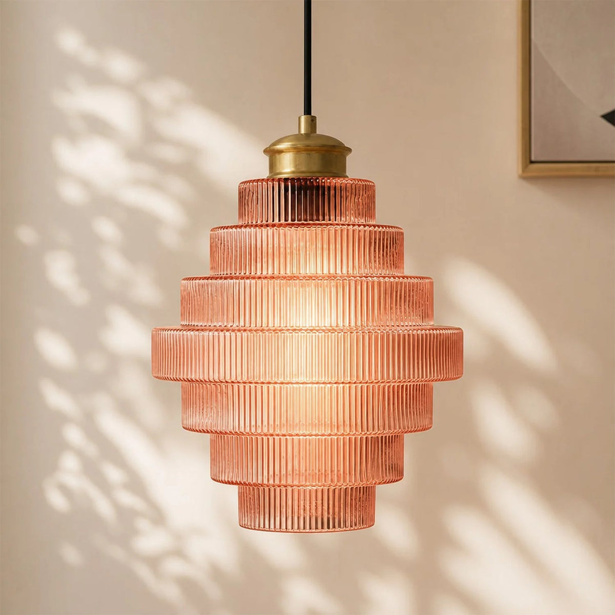 Colored Glass Pendant Light — Bottle-Shaped Brass Shade, 5 Colors