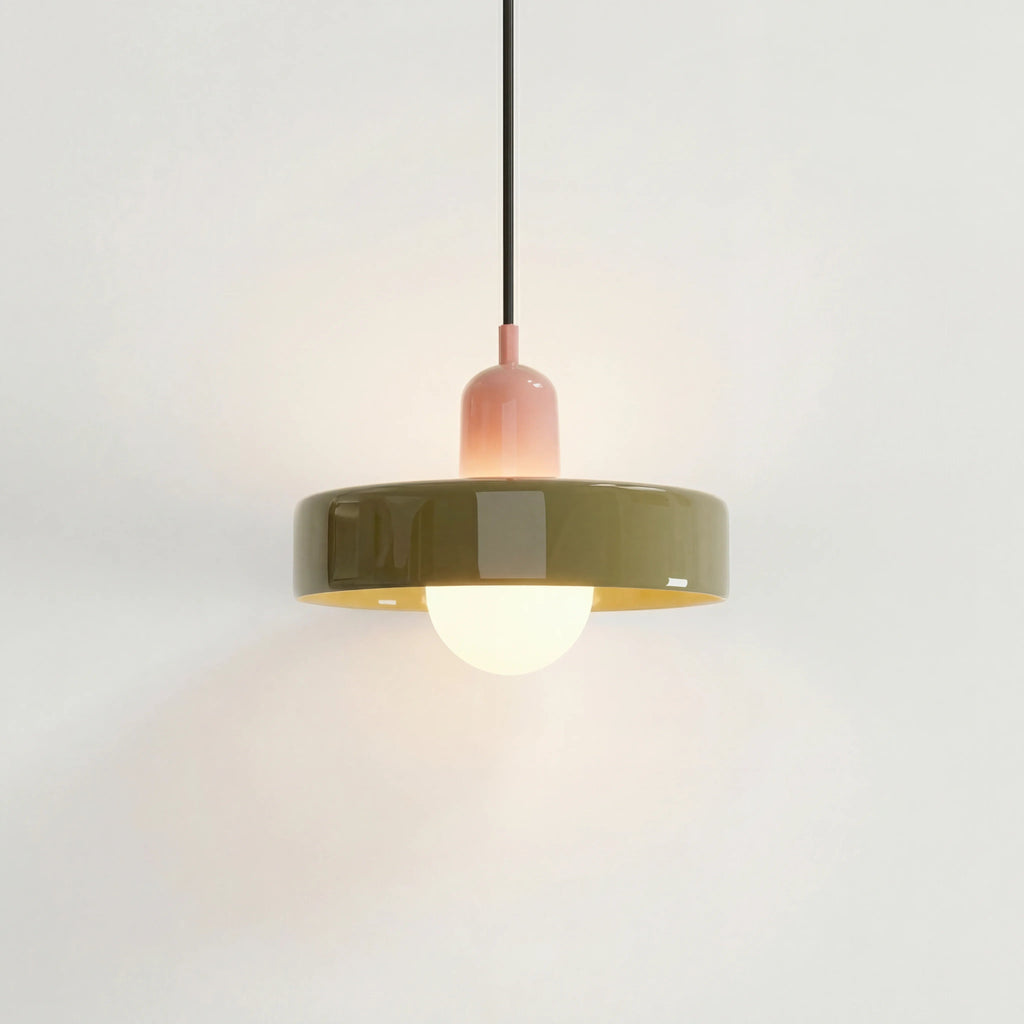 Luminária pendente de vidro e cerâmica — Disco redondo, luz G9 suave 40W