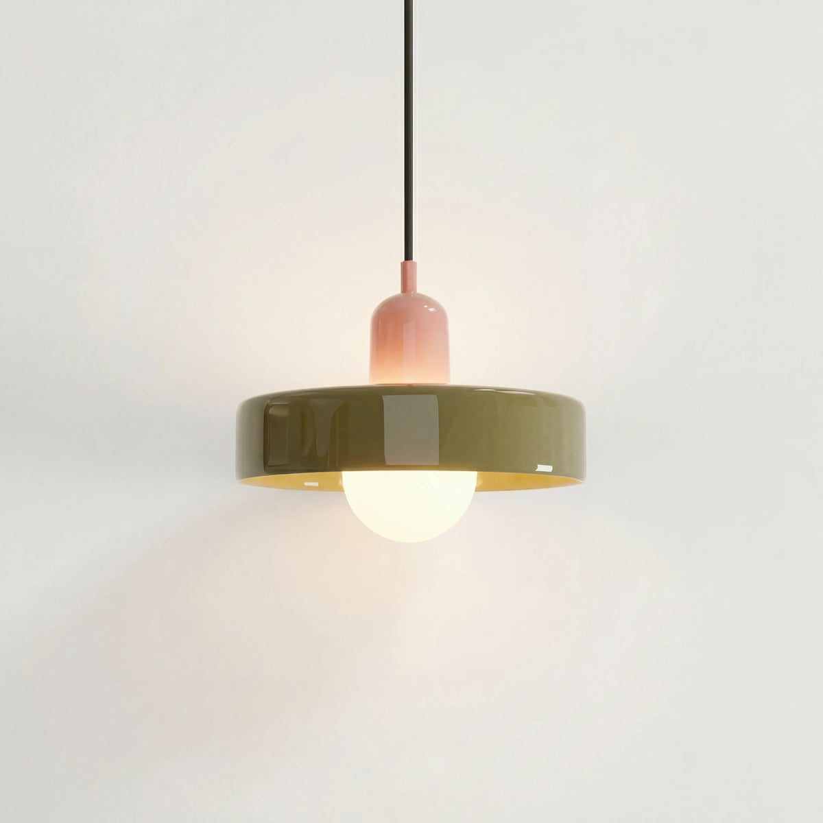 Luminária pendente de vidro e cerâmica — Disco redondo, luz G9 suave 40W