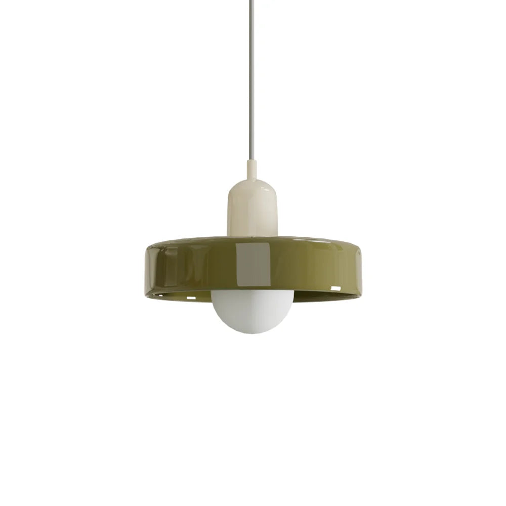 Luminária pendente de vidro e cerâmica — Disco redondo, luz G9 suave 40W