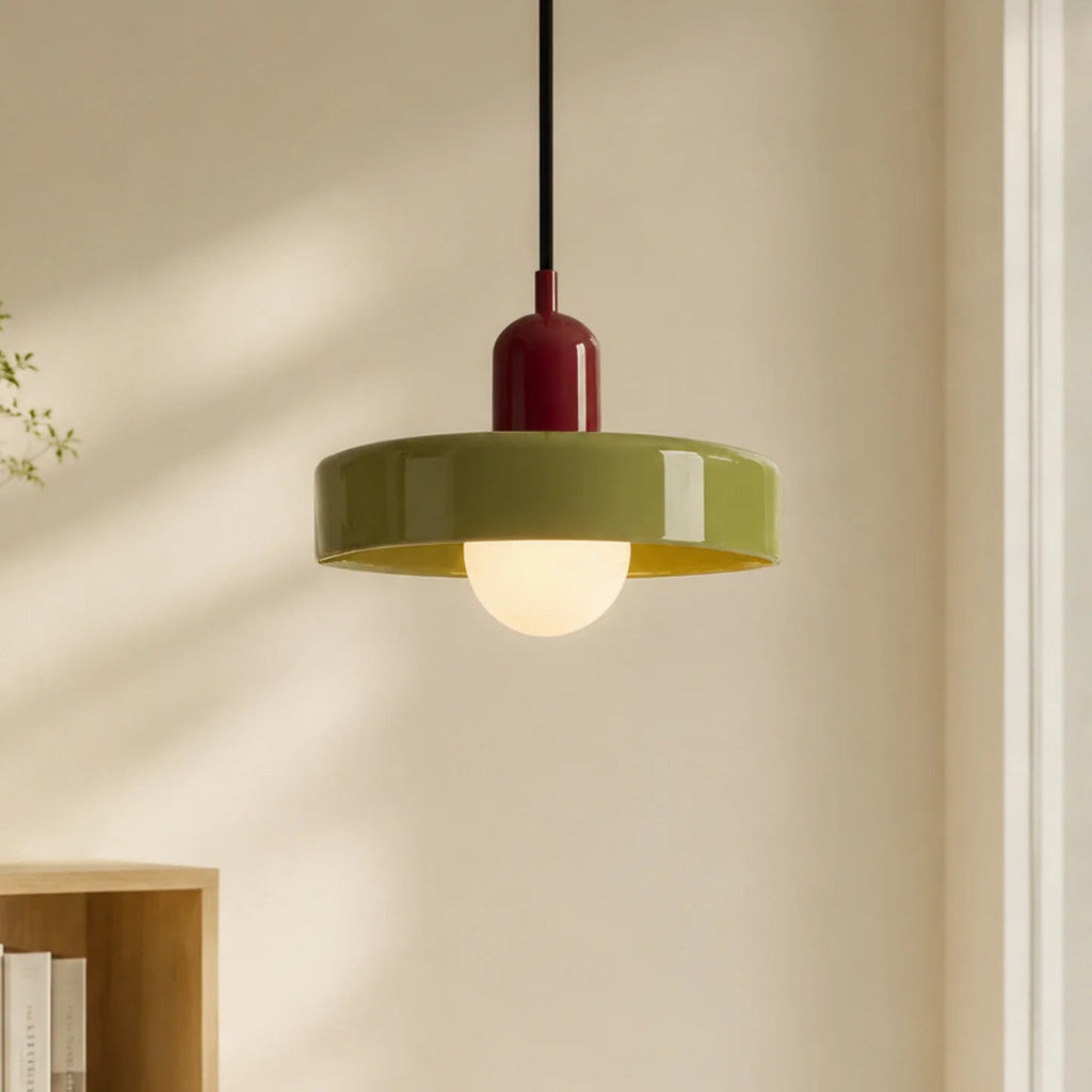 Luminária pendente de vidro e cerâmica — Disco redondo, luz G9 suave 40W