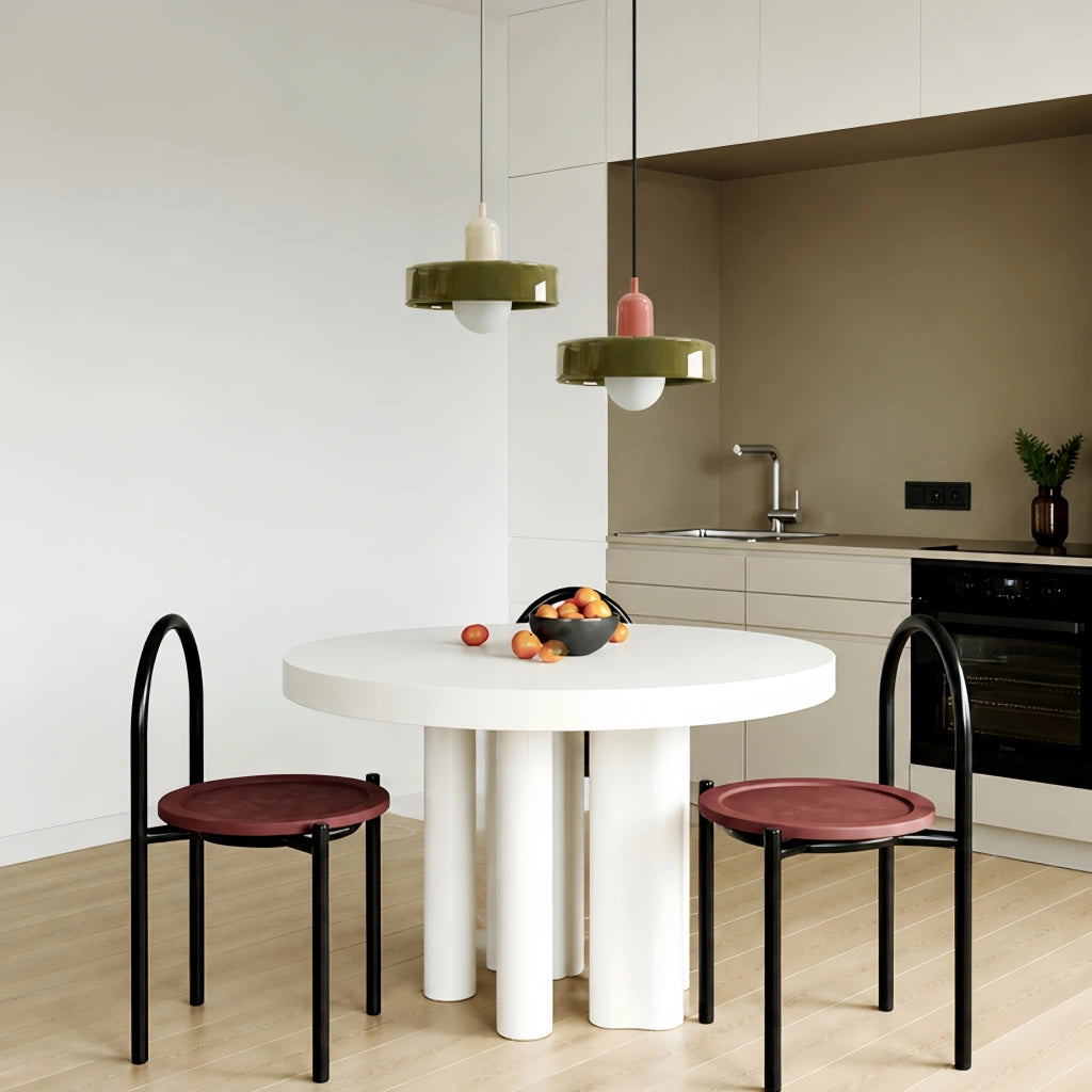 Luminária pendente de vidro e cerâmica — Disco redondo, luz G9 suave 40W