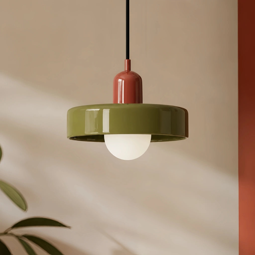 Luminária pendente de vidro e cerâmica — Disco redondo, luz G9 suave 40W