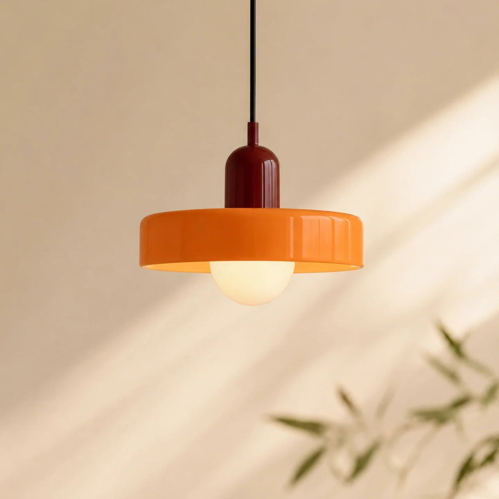 Luminária pendente de vidro e cerâmica — Disco redondo, luz G9 suave 40W