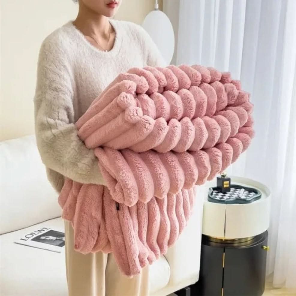 NimbusNest Cosy Blanket Ultra Soft Ribbed Texture For Relaxing Home Nights