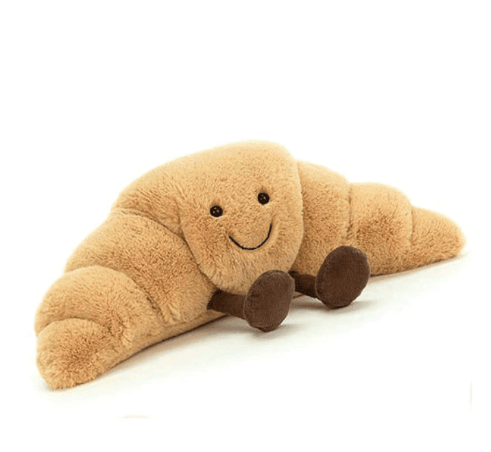 Giocattoli di peluche a forma di brezel, croissant e pane tostato