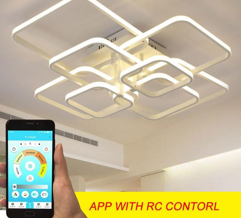 Modern LED Avize Aydınlatması - Kısılabilir, Uygulama Kontrollü ve Uzaktan Kumandalı Avize, Çağdaş Evler için