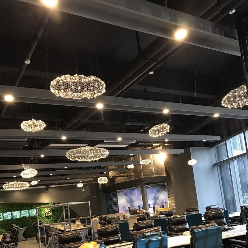 מנורות ענן מנוקדות עם אור כוכב ארט דקו מודרני