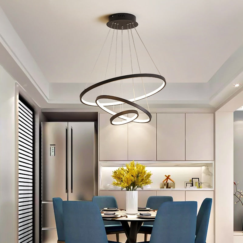Lampadario moderno a LED a forma di anello