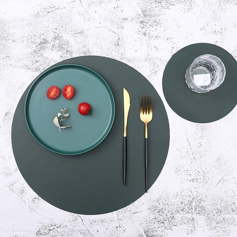 Sets de table et dessous de verre modernes et imperméables en cuir Taavita pour les repas