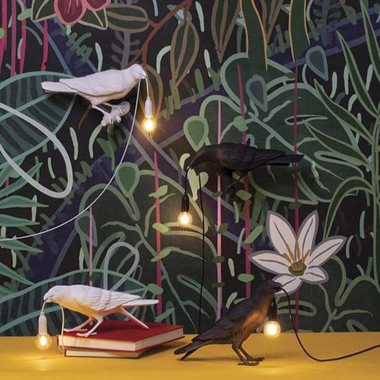 Lampa z ptakiem kruka