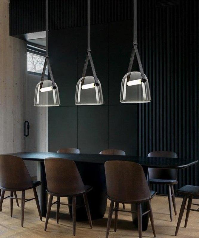 Leren industriële koord hanglamp