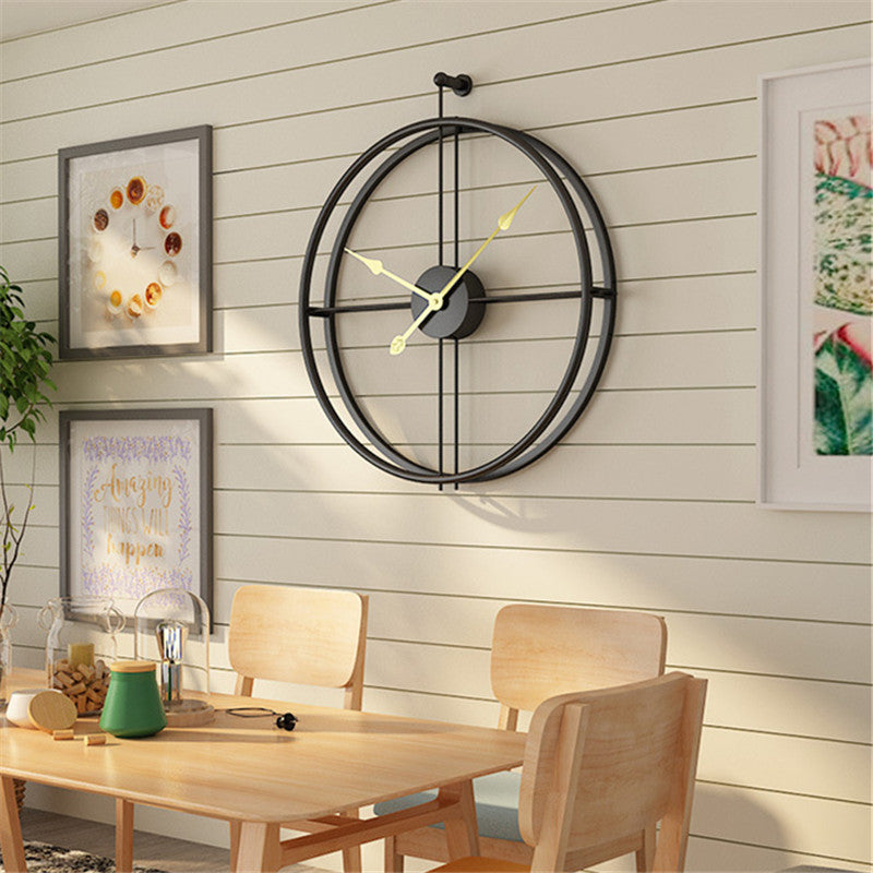 Siyah Minimalist Metal Duvar Saati Büyük