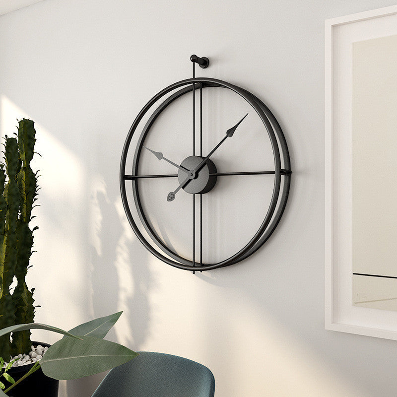 Siyah Minimalist Metal Duvar Saati Büyük