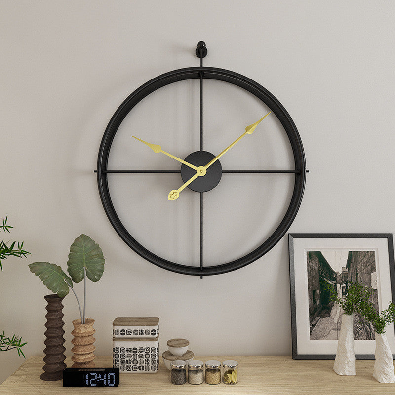Siyah Minimalist Metal Duvar Saati Büyük