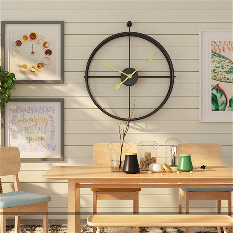 Siyah Minimalist Metal Duvar Saati Büyük