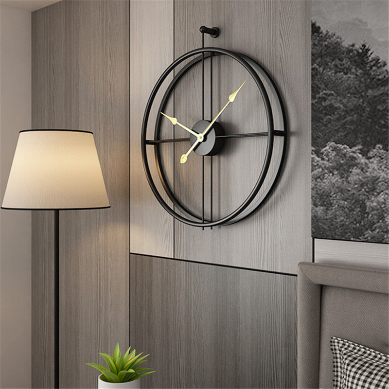 Siyah Minimalist Metal Duvar Saati Büyük