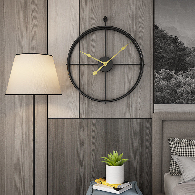 Siyah Minimalist Metal Duvar Saati Büyük