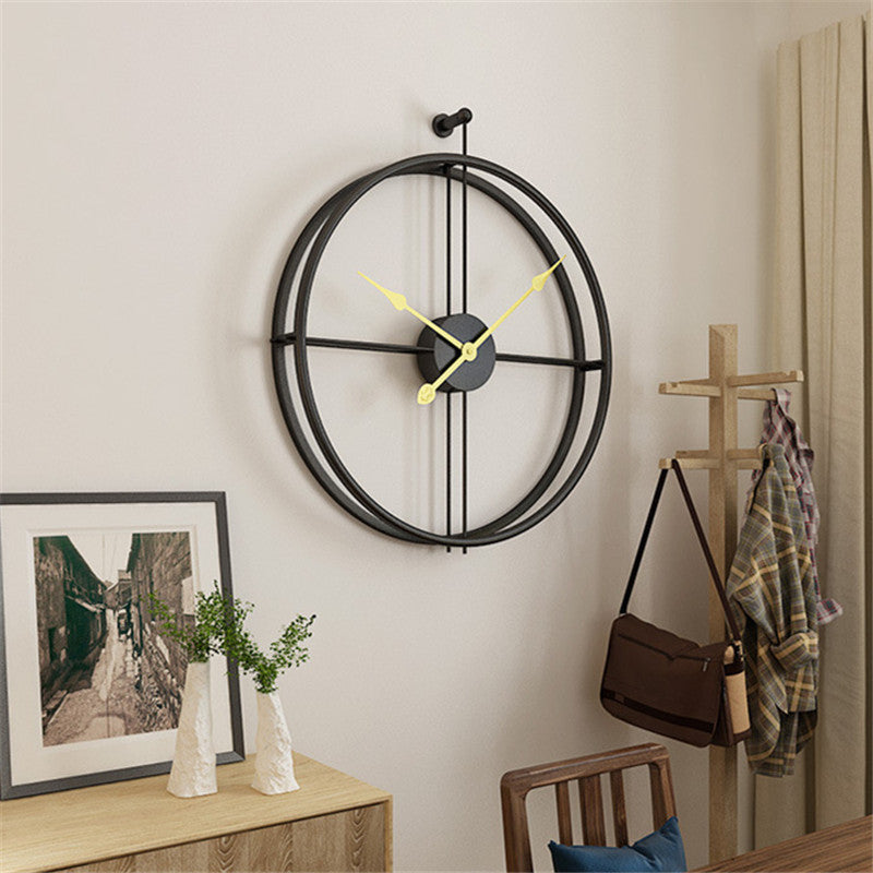 Siyah Minimalist Metal Duvar Saati Büyük