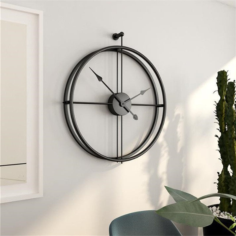 Siyah Minimalist Metal Duvar Saati Büyük
