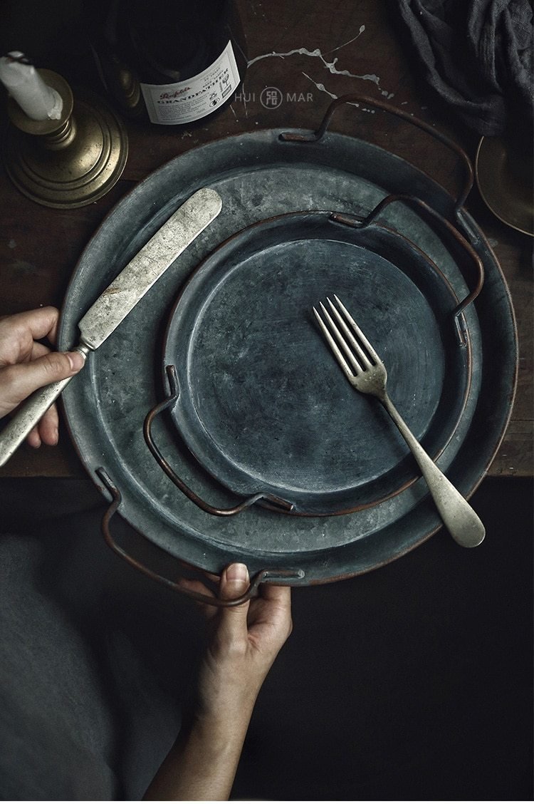 Merrin Ručně Vyrobené Starobylé Kovové Podnosy | Orntli