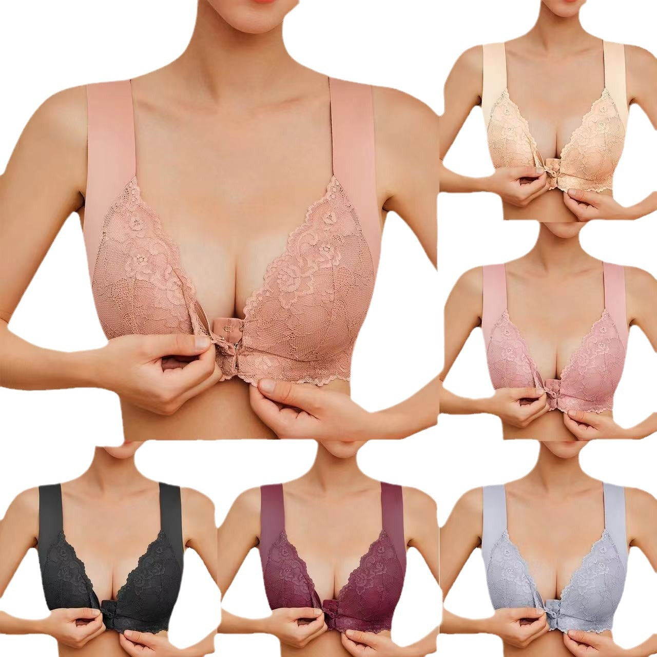 Soutien-gorge sans fil pour femmes avec fermeture avant en dentelle | Orntli