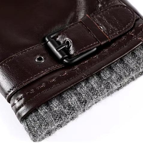 Läder Cashmere Manschett Handskar