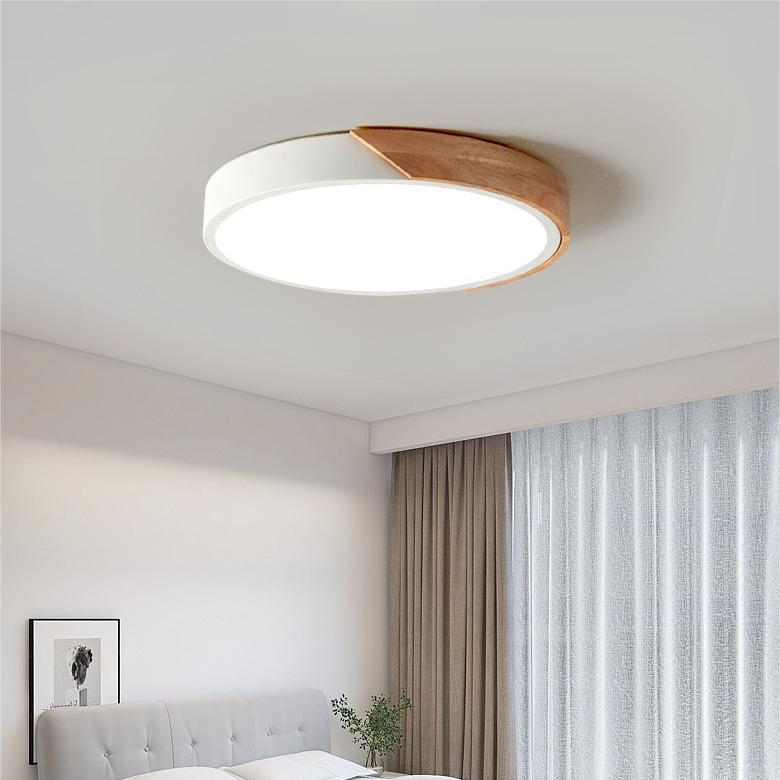 Aelora | Nordic Wood Circular Ceiling Light with Warm Glow