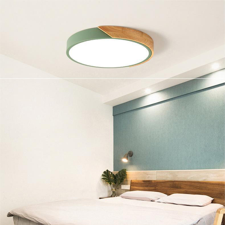 Aelora | Nordic Wood Circular Ceiling Light with Warm Glow