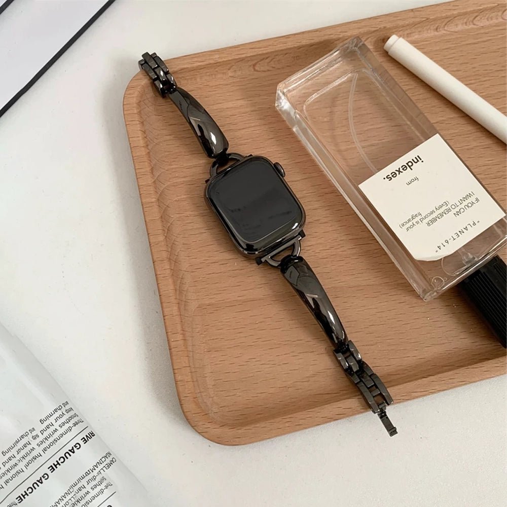 Naisten säteilevä ruostumattomasta teräksestä valmistettu ranneke Apple Watchille