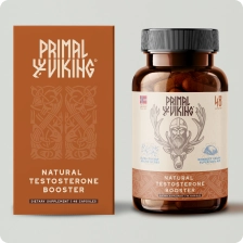 Amber jar of organ supplement capsules next to its box