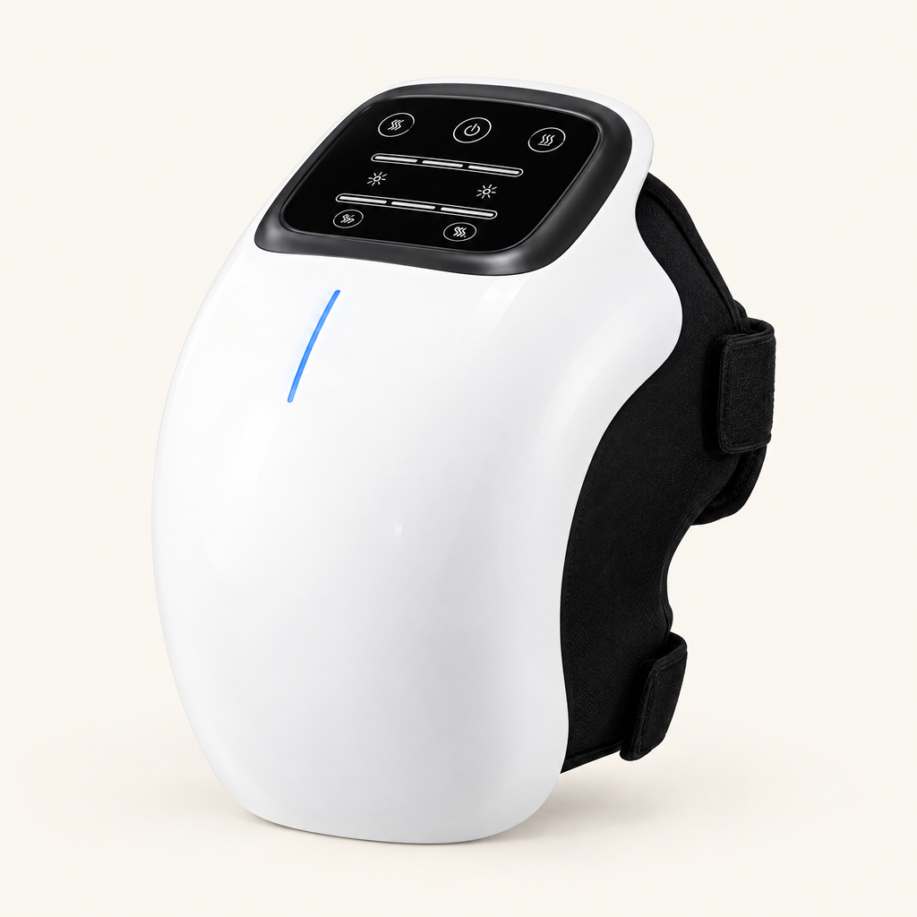 Relyxi ThermaWrap heated knee massager with touch panel and two straps
