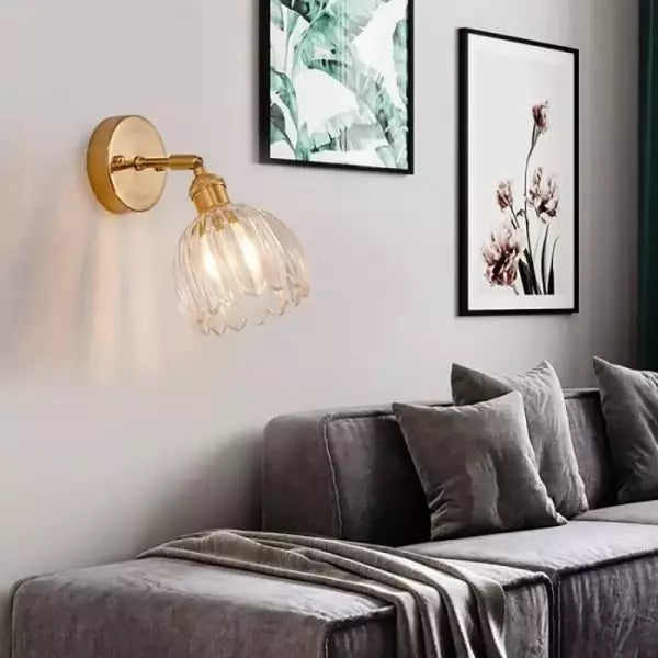 Retro – Nástěnná lampa Skleněný Tulipán s tlačítkem