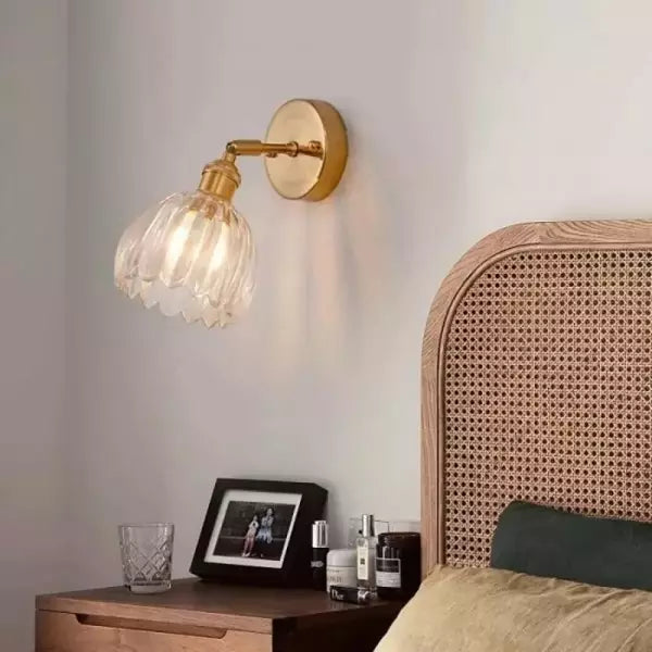 Retro – Nástěnná lampa Skleněný Tulipán s tlačítkem