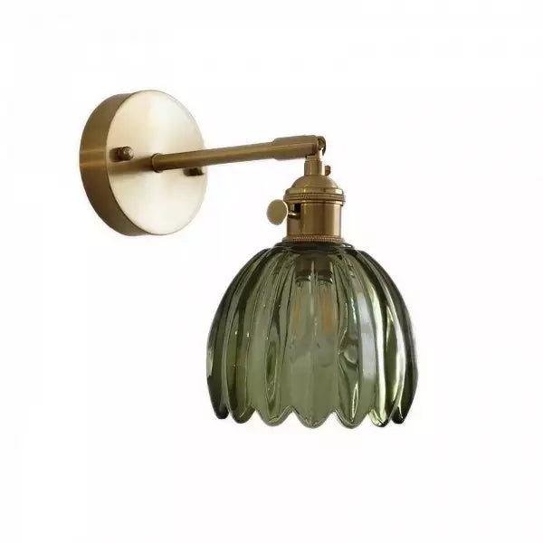 Retro – Nástěnná lampa Skleněný Tulipán s tlačítkem