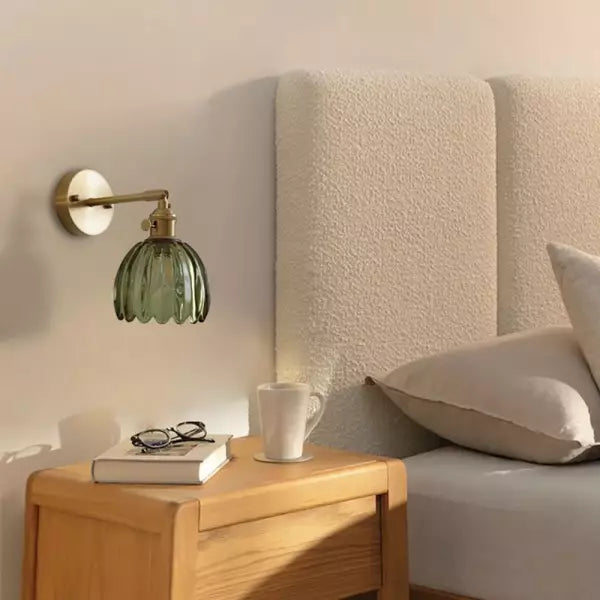 Retro – Nástěnná lampa Skleněný Tulipán s tlačítkem