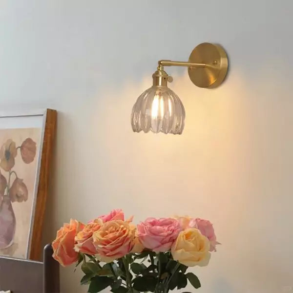 Retro – Nástěnná lampa Skleněný Tulipán s tlačítkem
