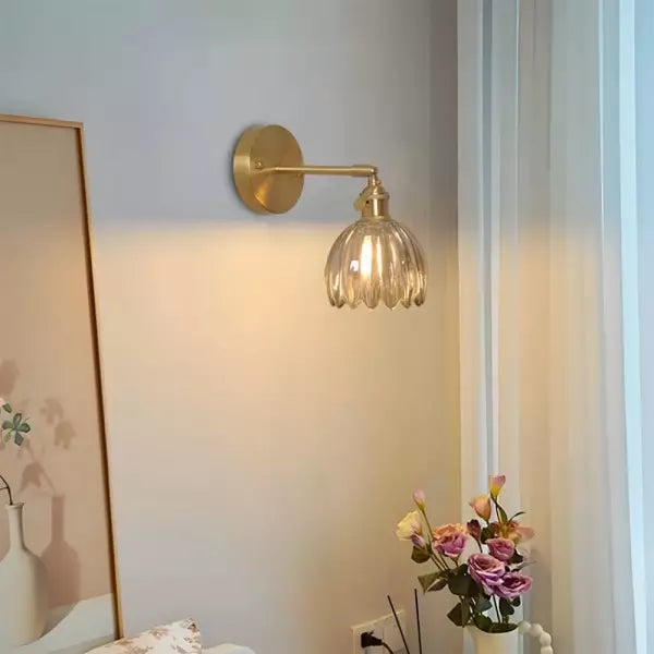 Retro – Nástěnná lampa Skleněný Tulipán s tlačítkem