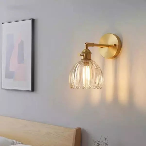 Retro – Nástěnná lampa Skleněný Tulipán s tlačítkem