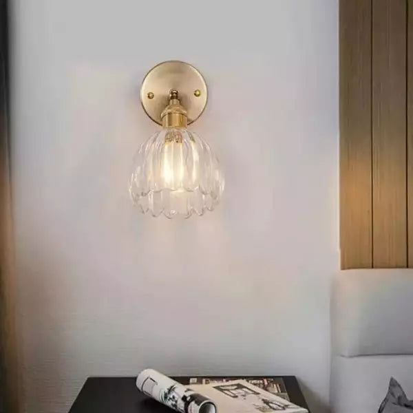 Retro – Nástěnná lampa Skleněný Tulipán s tlačítkem