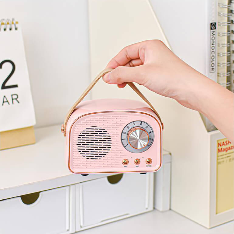 Altavoz Bluetooth Retro Redondo NovaWave Radio Inalámbrico Portátil para Casa y Para Llevar