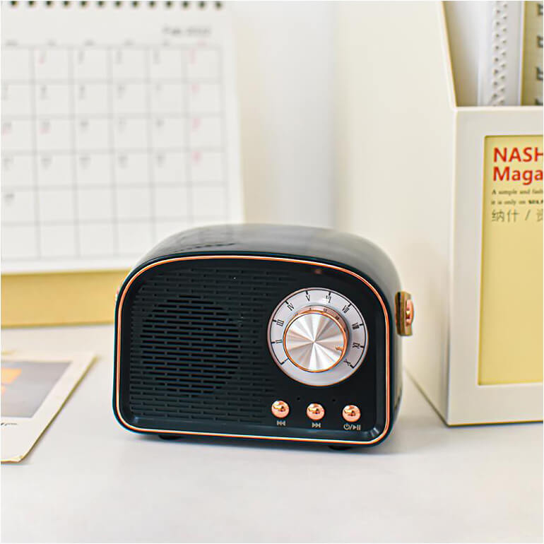 Altavoz Bluetooth Retro Redondo NovaWave Radio Inalámbrico Portátil para Casa y Para Llevar