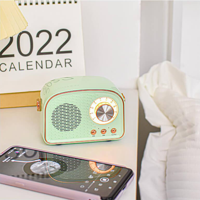 Altavoz Bluetooth Retro Redondo NovaWave Radio Inalámbrico Portátil para Casa y Para Llevar
