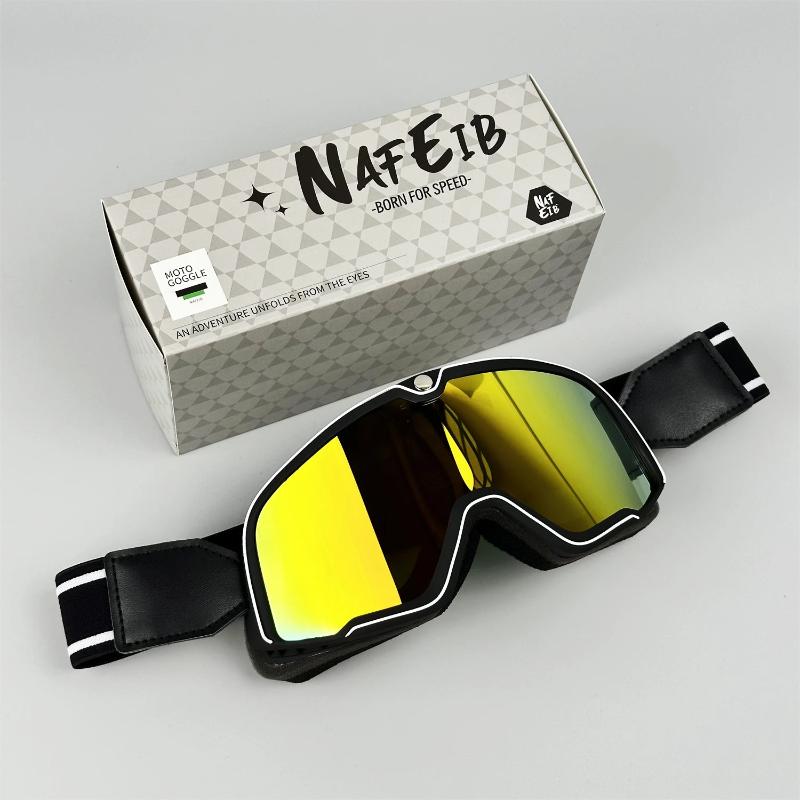 Retro motorbril - past over een bril heen