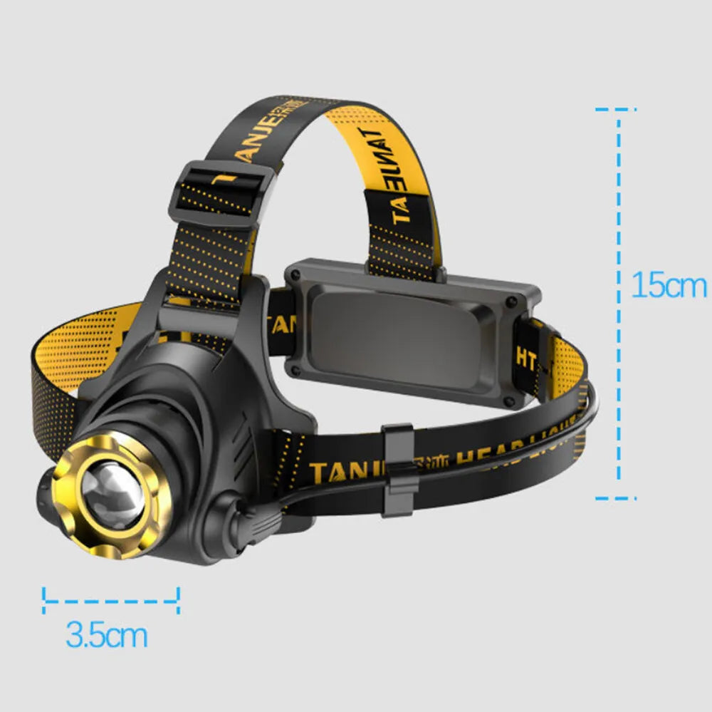 Lanternă frontală tactică reîncărcabilă cu LED 990000LM, lanternă frontală cu zoom