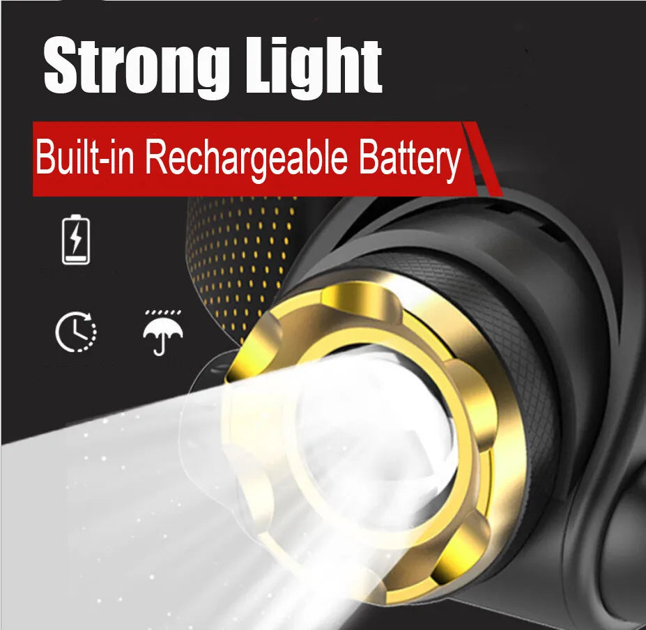 Lanternă frontală tactică reîncărcabilă cu LED 990000LM, lanternă frontală cu zoom