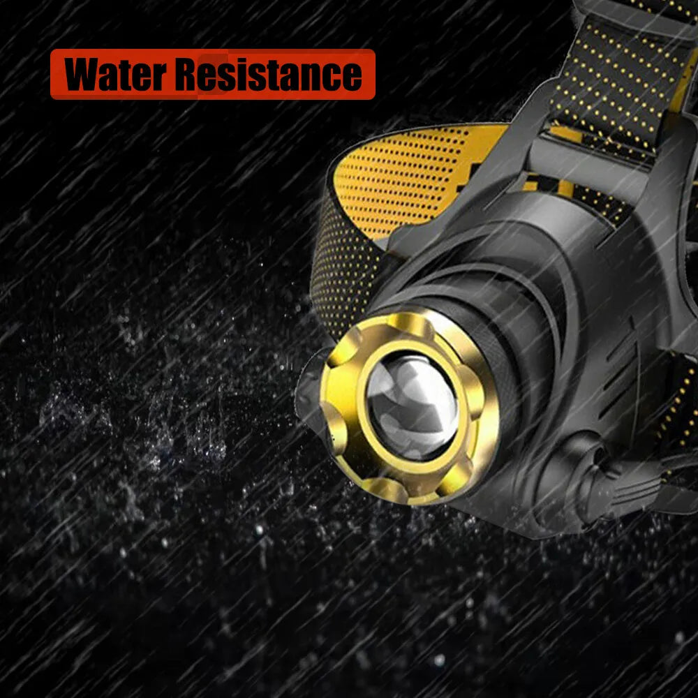 Lanternă frontală tactică reîncărcabilă cu LED 990000LM, lanternă frontală cu zoom