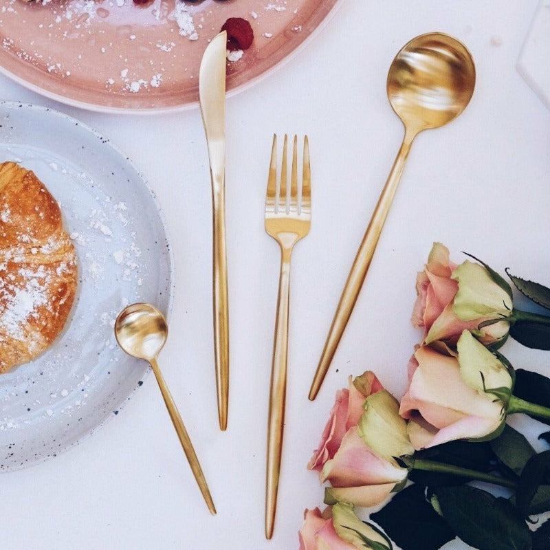 Set Alat Makan Datar 24-Keping Emas Kusam